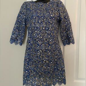NWT Gorgeous Blue and Gold Sequin Dress Size Medium
